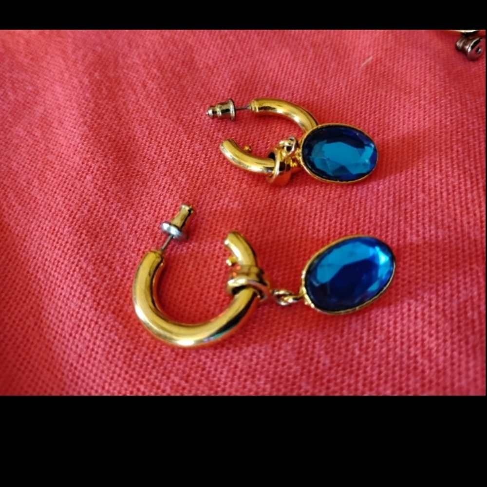 Reversible Hoop earrings glass, GREEK GODDESS DANGLING EARRINGS - Picture 3 of 4